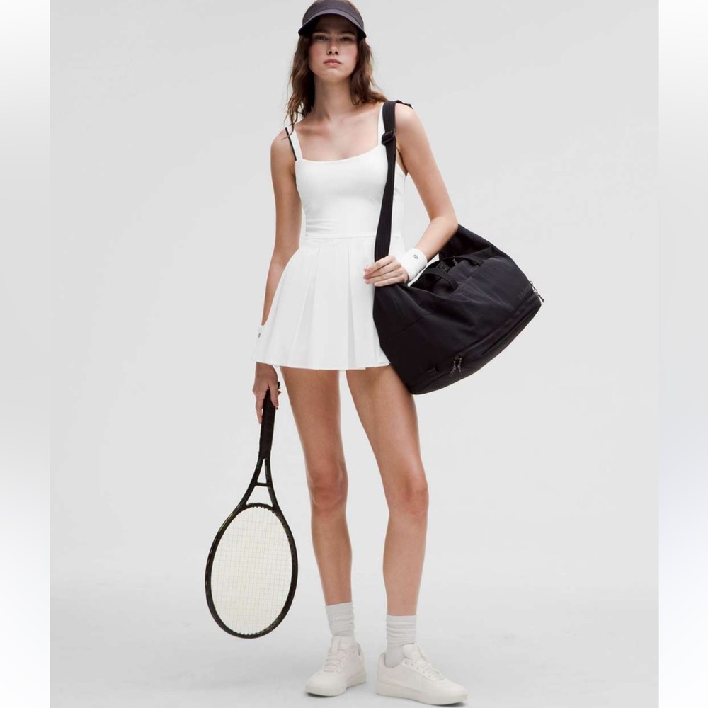 Lululemon Box-Pleat Short-Lined Tennis Dress
White / Black size 6 NWT